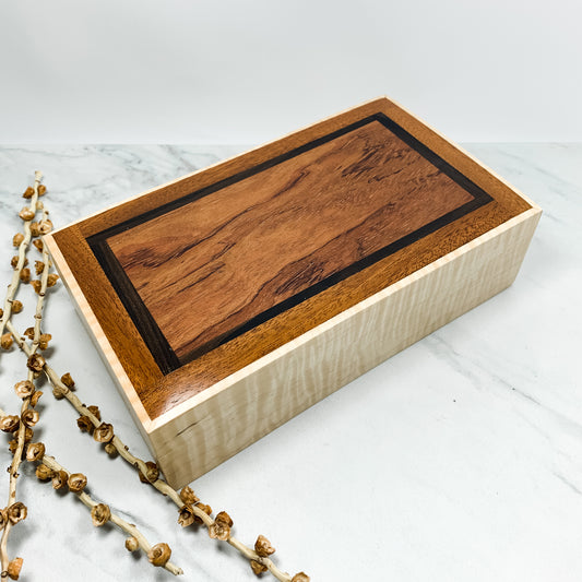 Bubinga, Madagascar Ebony, Mahogany, and Curly Maple Box-Personalized Keepsake Box-7950