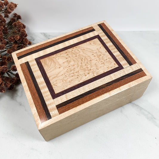 Multiple Woods and Birdseye Maple Box Keepsake Box-7955