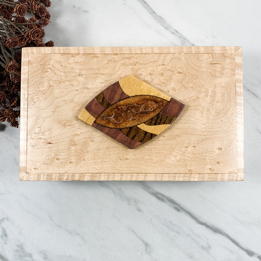 Mulitple Woods, Birdseye Maple, and Figured Maple Box-Keepsake Box-8049