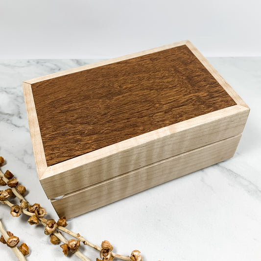 African Mahogany and Curly Maple Personalized Box-Keepsake Box-8068