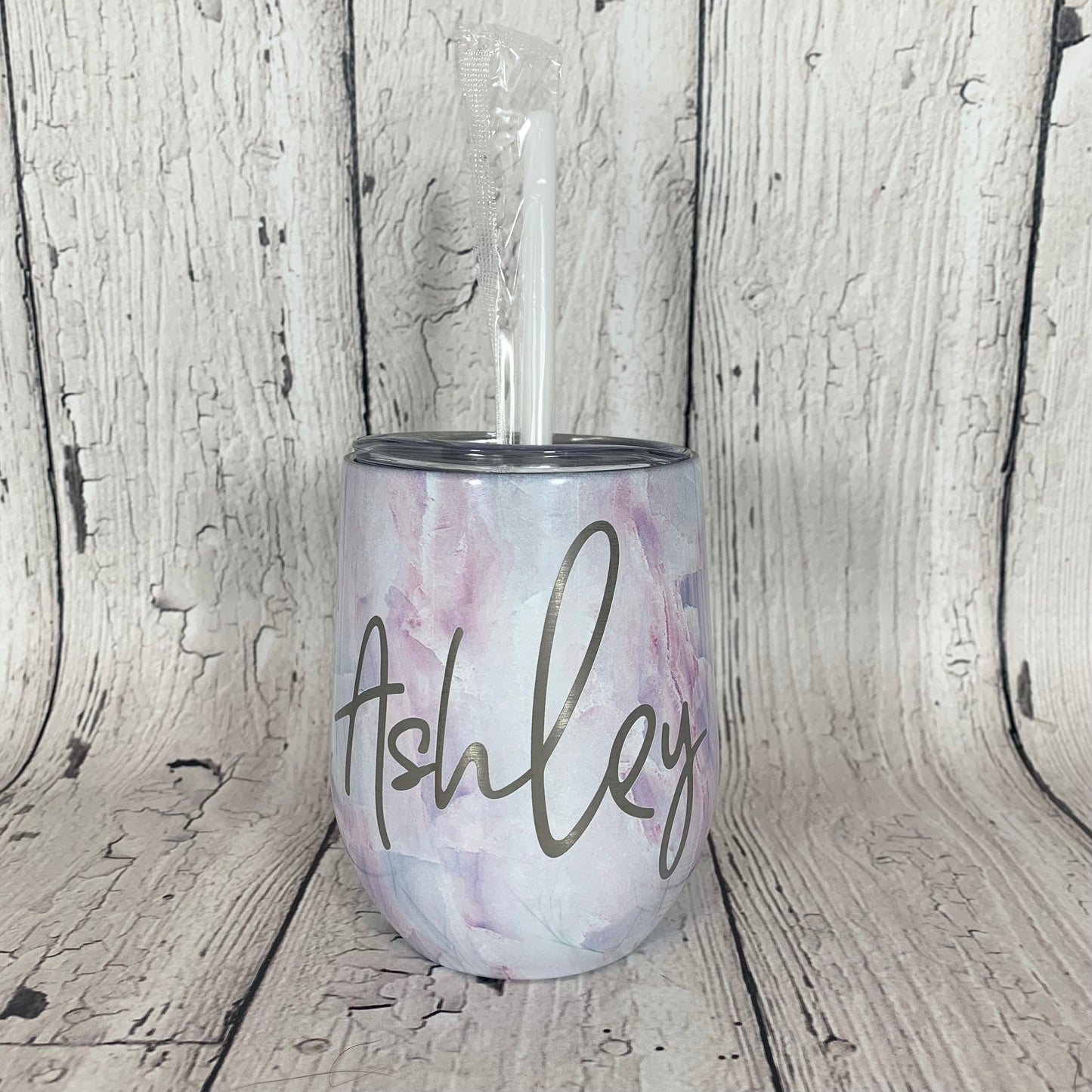 LAST CHANCE-12 oz. Personalized Wine Tumbler with Straw-Laser Engraved Wine Tumbler