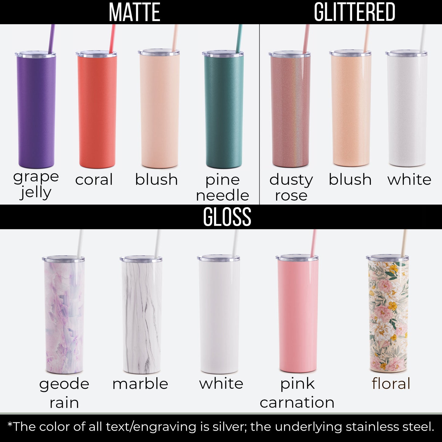Personalized Laser Engraved Skinny Tumbler, 20 oz.