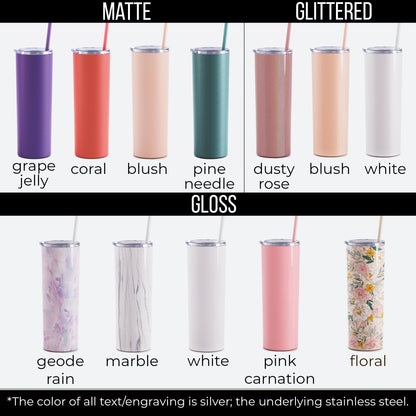Personalized Laser Engraved Skinny Tumbler, 20 oz.