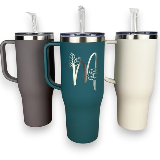 Monogram 40 oz. Charger-Laser Engraved Tumbler-Bridesmaid Gift-Large Insulated Tumbler