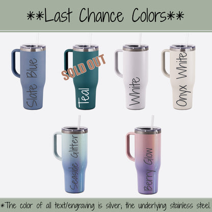 Monogram 40 oz. Charger-Laser Engraved Tumbler-Bridesmaid Gift-Large Insulated Tumbler