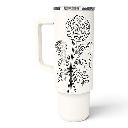 Birth Month Flower Laser Engraved Tumbler, 40 oz.