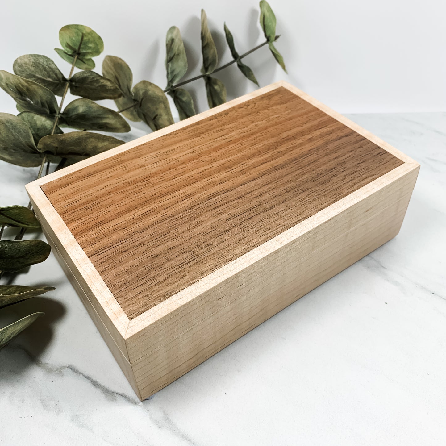 Walnut and Curly Maple Box-Personalized Keepsake Box-8178