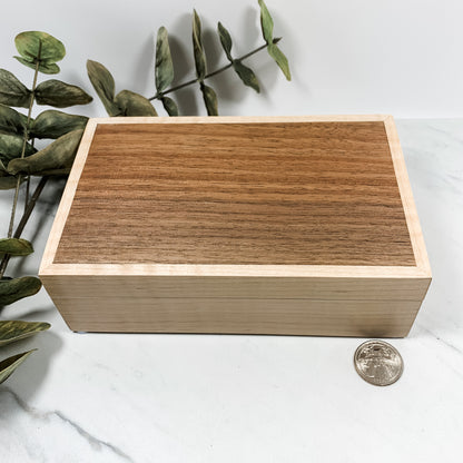 Walnut and Curly Maple Box-Personalized Keepsake Box-8178