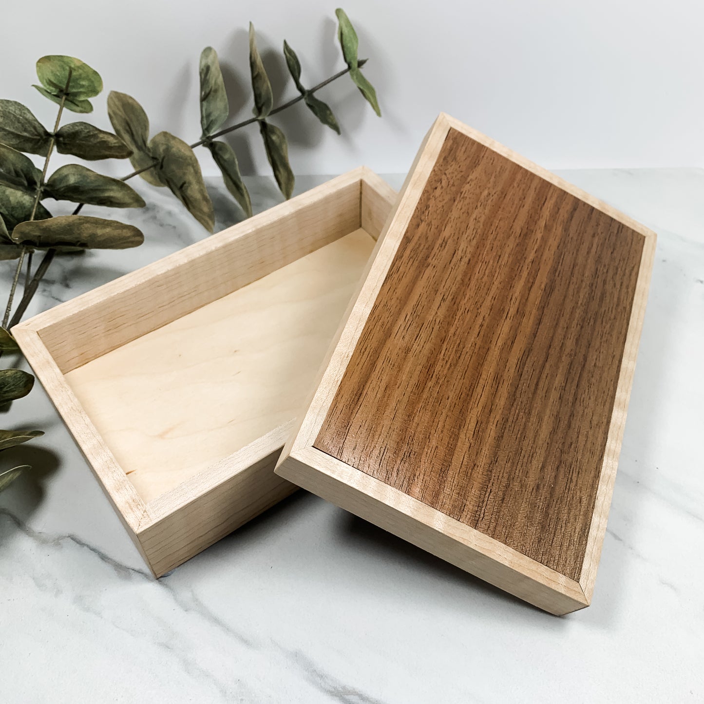 Walnut and Curly Maple Box-Personalized Keepsake Box-8178