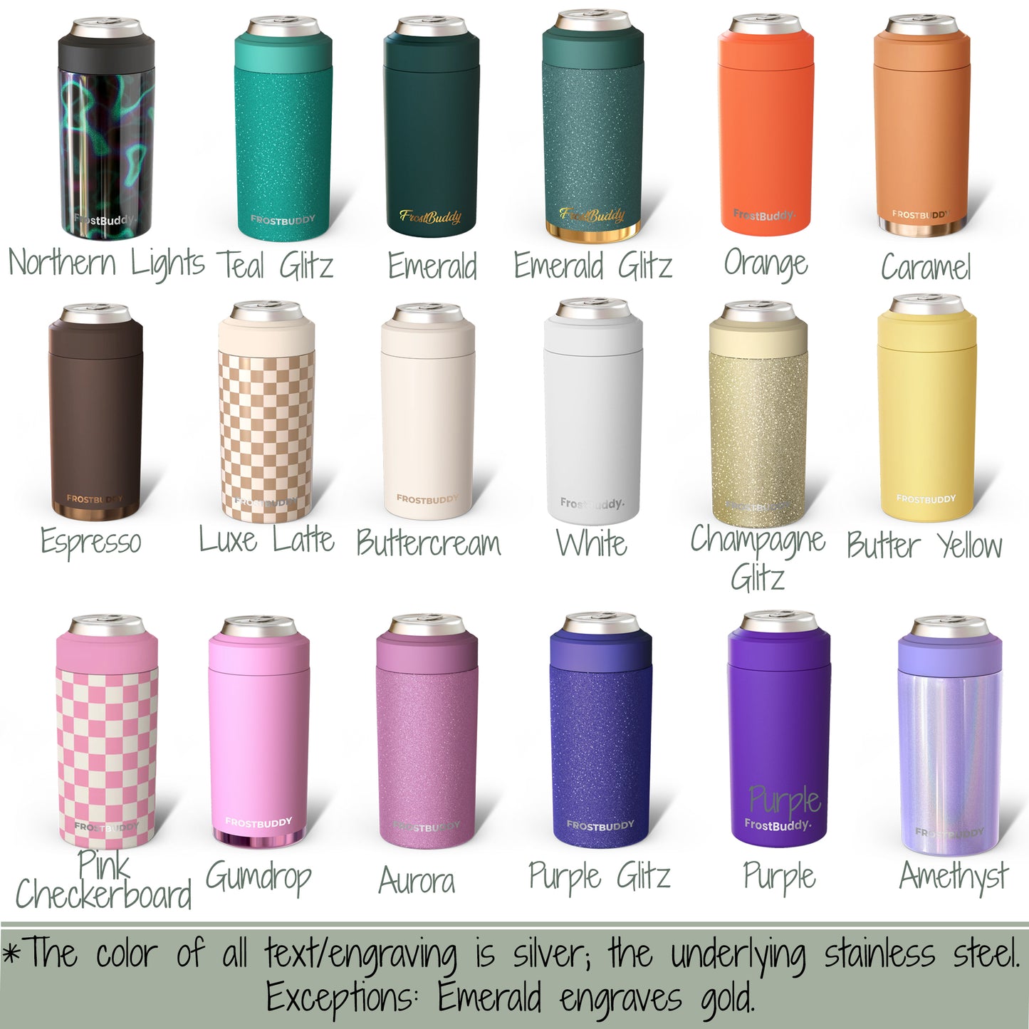 Frost Buddy Can Cooler w/ Logo-Personalized Laser Engraved Can Holder-Custom Stainless Steel Can Holder