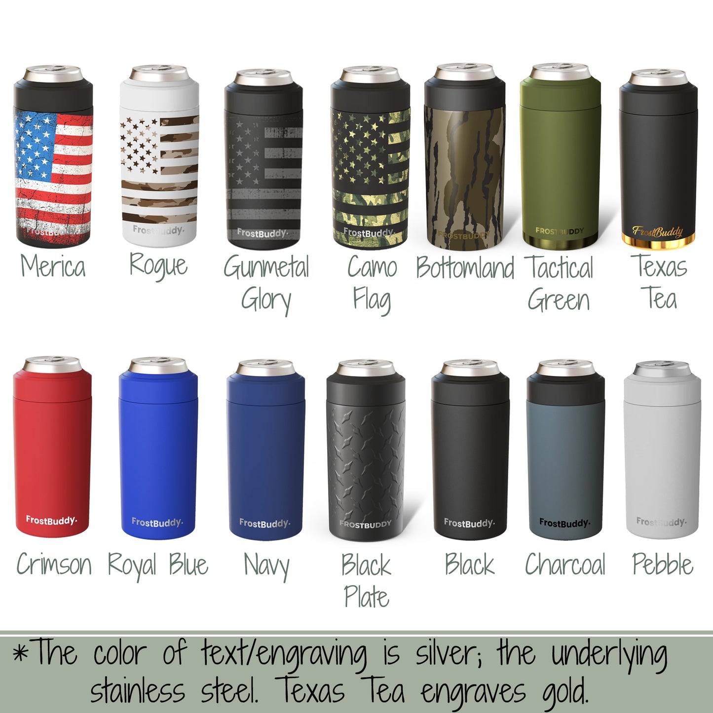 Frost Buddy Can Cooler w/ Logo-Personalized Laser Engraved Can Holder-Custom Stainless Steel Can Holder