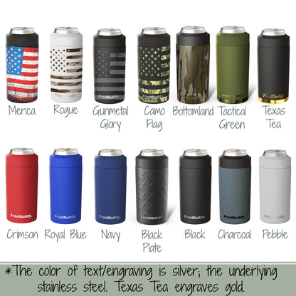 Frost Buddy Can Cooler w/ Logo-Personalized Laser Engraved Can Holder-Custom Stainless Steel Can Holder