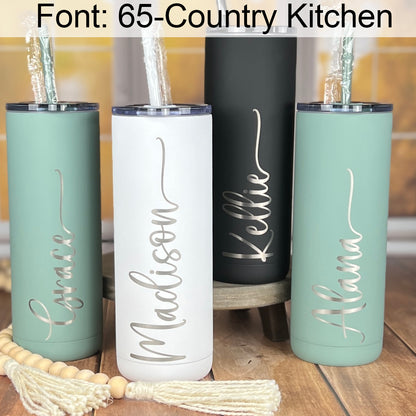 20 oz. Personalized Tumbler-Engraved Tumbler-Personalized Tumbler With Straw-Sliding Lid-Bridesmaid Gift-Girls Trip