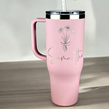 Personalized 40 oz. Charger-Laser Engraved Tumbler-Sliding Lid Tumbler-Bridesmaid Gift-Large Insulated Tumbler