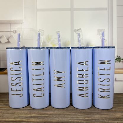 Laser Engraved Personalized 20 oz. Skinny Tumbler-Personalized Tumbler w/ Straw-Girls Trip-Vacation-Trip Tumbler-Teacher Gift-Spring Break