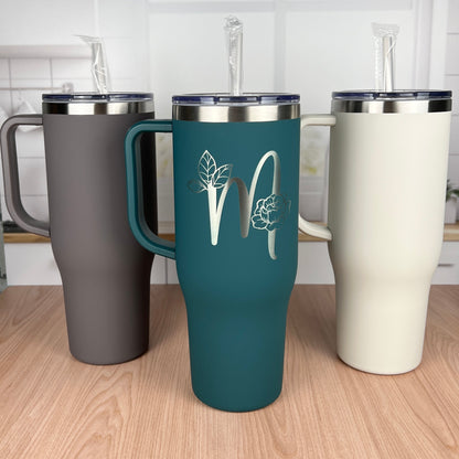 Monogram 40 oz. Charger-Laser Engraved Tumbler-Bridesmaid Gift-Large Insulated Tumbler