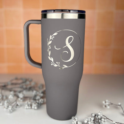 Monogram 40 oz. Charger-Laser Engraved Tumbler-Bridesmaid Gift-Large Insulated Tumbler
