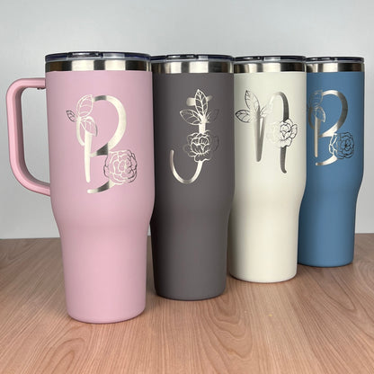 Monogram 40 oz. Charger-Laser Engraved Tumbler-Bridesmaid Gift-Large Insulated Tumbler