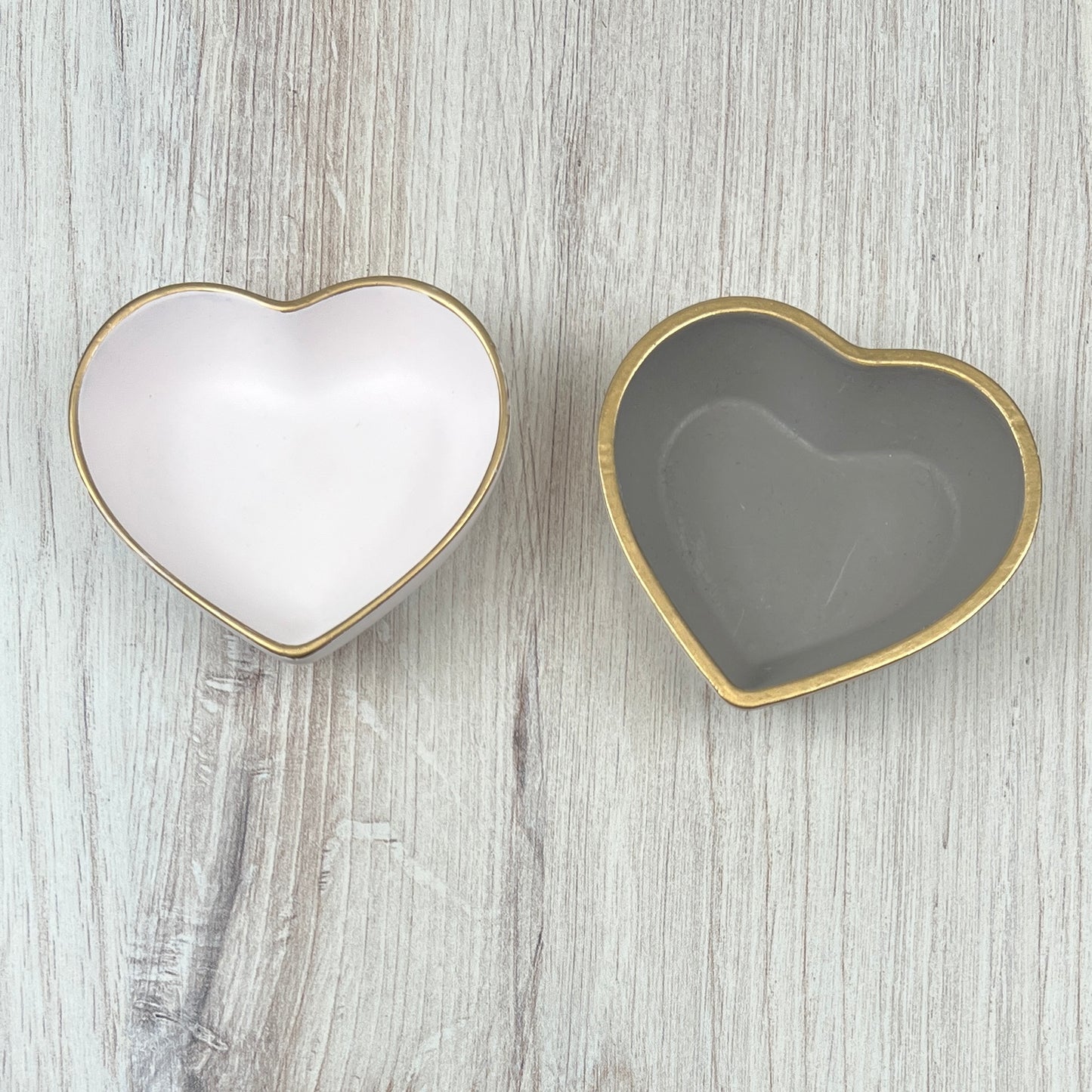 Small Heart Jewelry/Trinket Dish -Soft Pink or Greige/Cream with Gold Accent