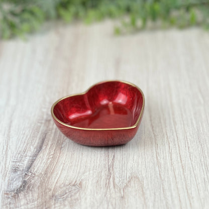 Small Heart Jewelry/Trinket Dish -Red w/ Gold Accent