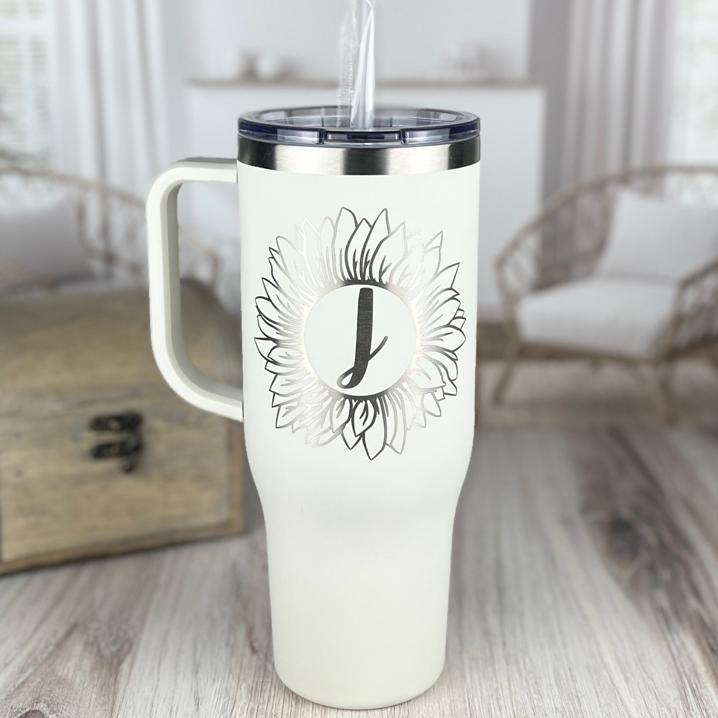 Monogram 40 oz. Charger-Laser Engraved Tumbler-Bridesmaid Gift-Large Insulated Tumbler