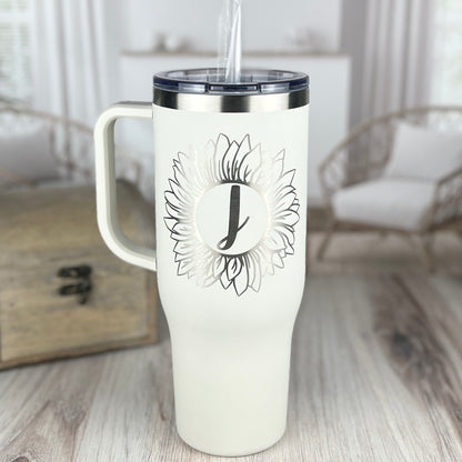 Monogram 40 oz. Charger-Laser Engraved Tumbler-Bridesmaid Gift-Large Insulated Tumbler