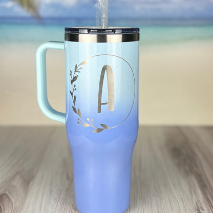 Monogram 40 oz. Charger-Laser Engraved Tumbler-Bridesmaid Gift-Large Insulated Tumbler