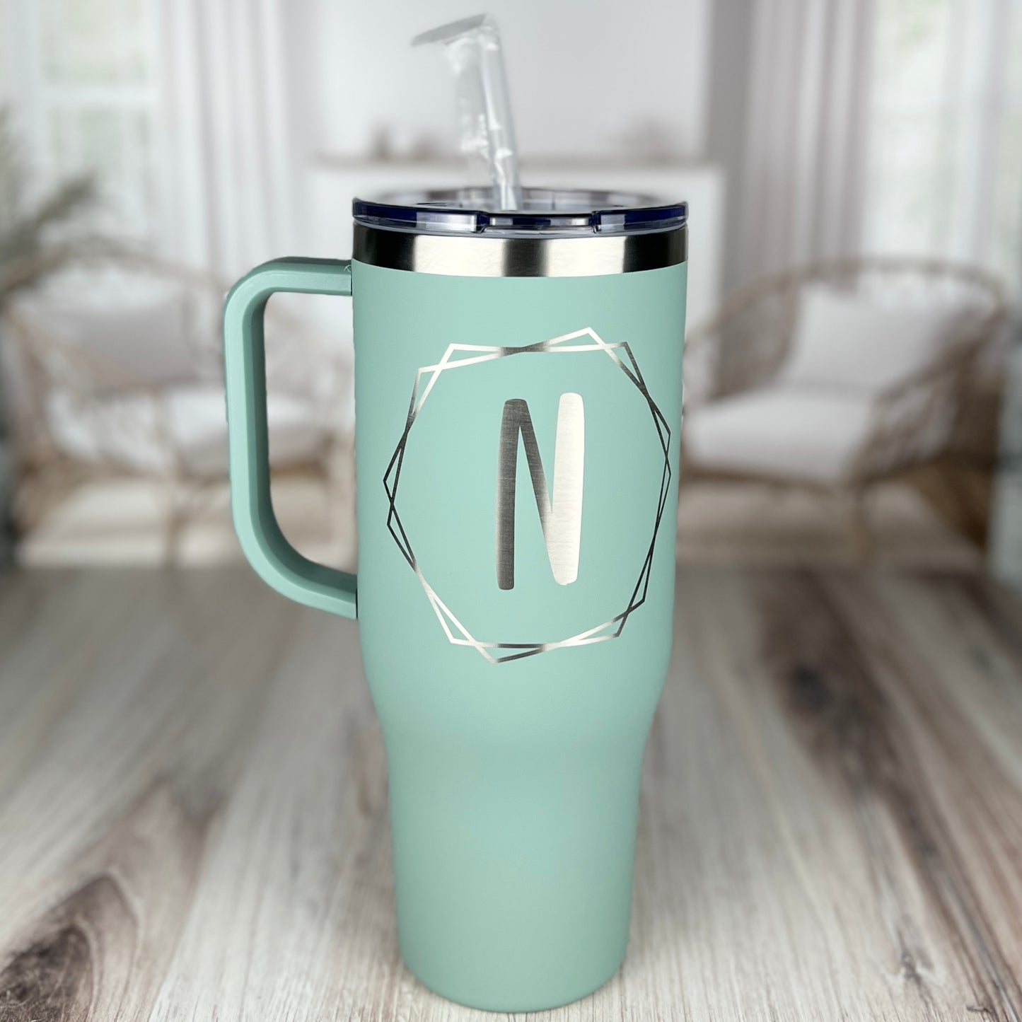 Monogram 40 oz. Charger-Laser Engraved Tumbler-Bridesmaid Gift-Large Insulated Tumbler