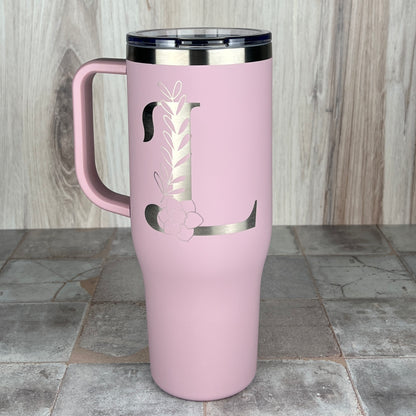Monogram 40 oz. Charger-Laser Engraved Tumbler-Bridesmaid Gift-Large Insulated Tumbler