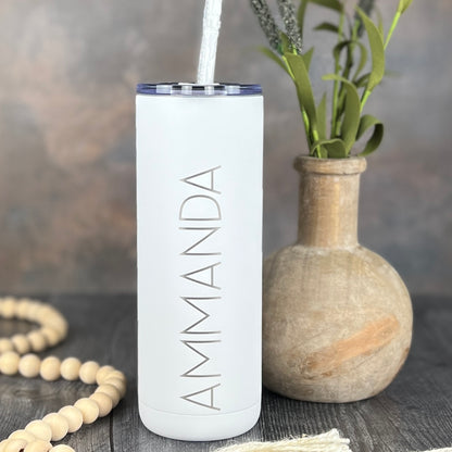 20 oz. Personalized Tumbler-Engraved Tumbler-Personalized Tumbler With Straw-Sliding Lid-Bridesmaid Gift-Girls Trip