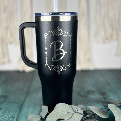 Personalized 40 oz. Charger-Laser Engraved Tumbler-Sliding Lid Tumbler-Bridesmaid Gift-Large Insulated Tumbler