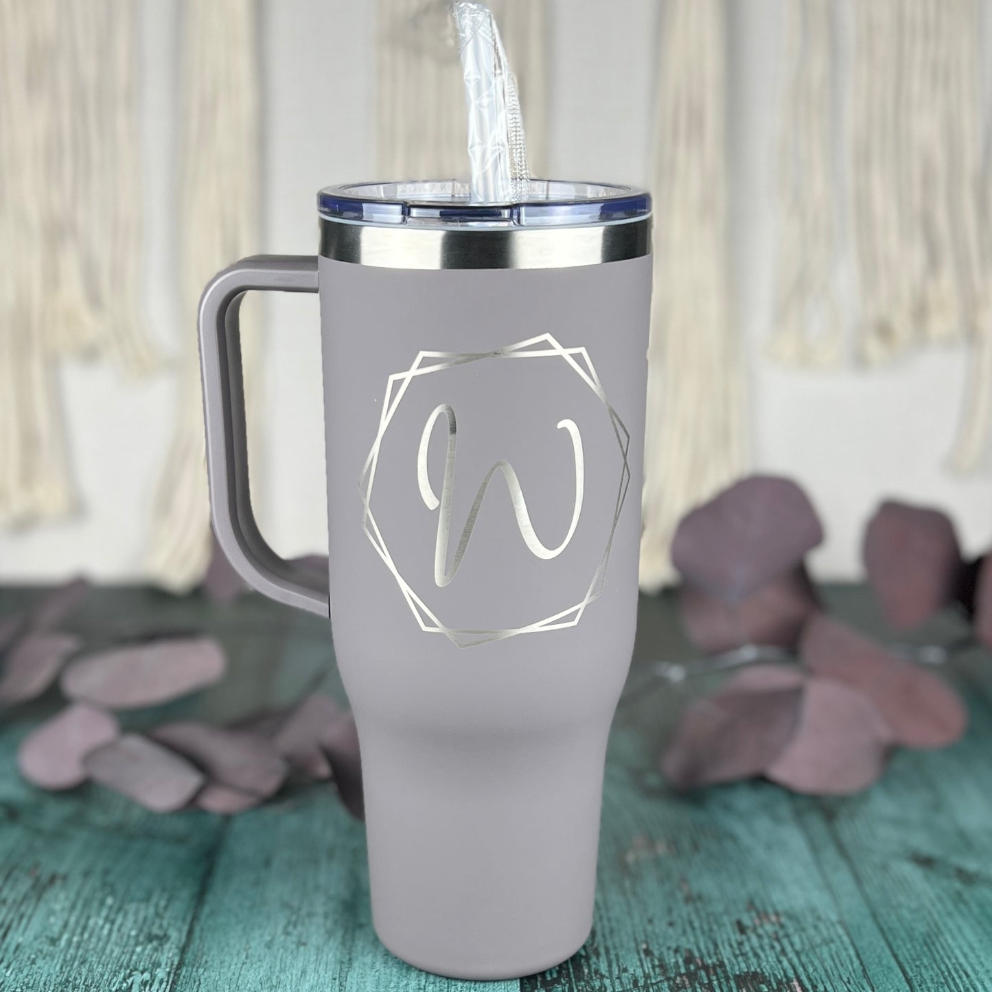 Monogram 40 oz. Charger-Laser Engraved Tumbler-Bridesmaid Gift-Large Insulated Tumbler