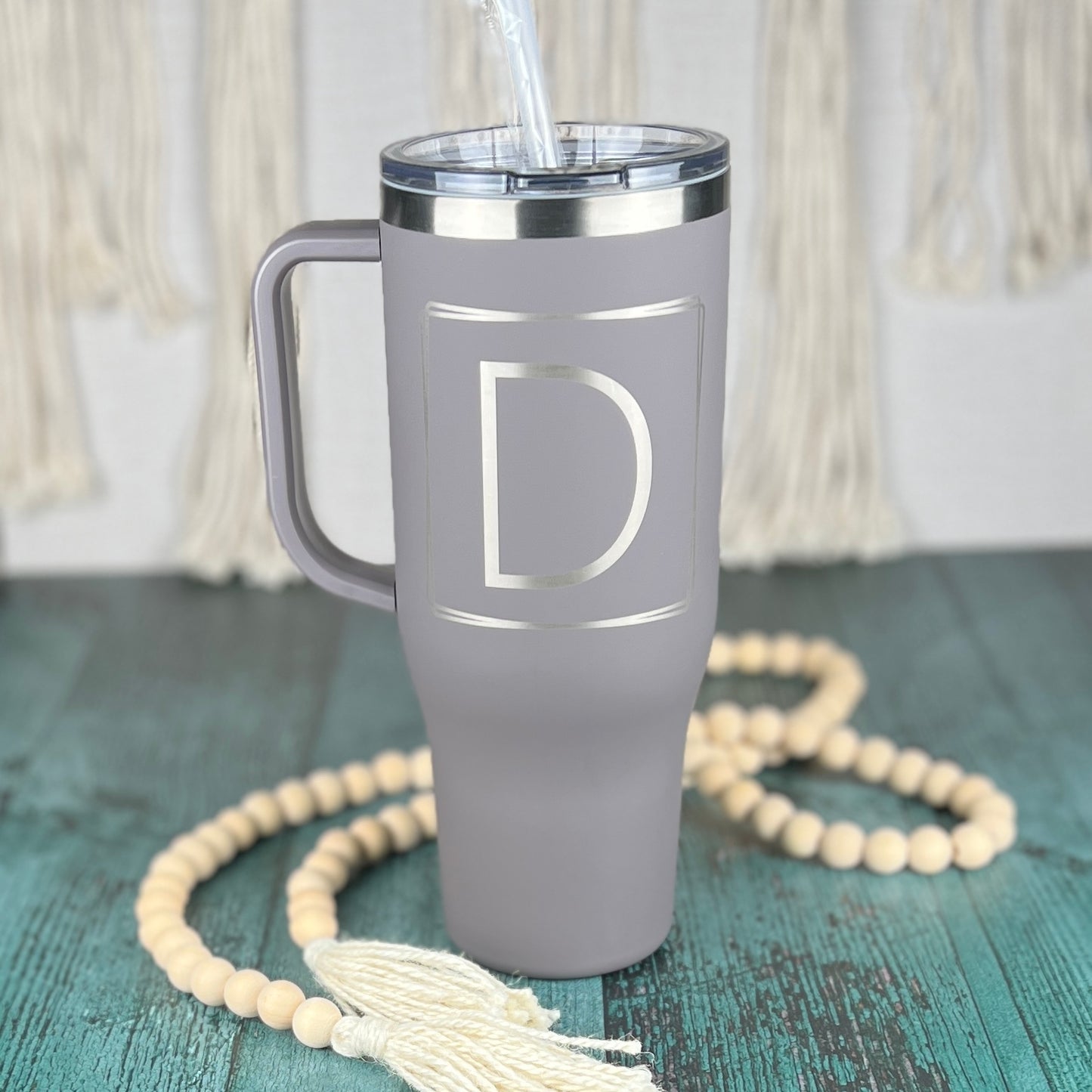 Monogram 40 oz. Charger-Laser Engraved Tumbler-Bridesmaid Gift-Large Insulated Tumbler