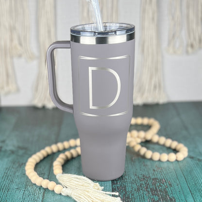 Monogram 40 oz. Charger-Laser Engraved Tumbler-Bridesmaid Gift-Large Insulated Tumbler