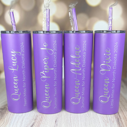 Laser Engraved Personalized 20 oz. Skinny Tumbler-Personalized Tumbler w/ Straw-Girls Trip-Vacation-Trip Tumbler-Teacher Gift-Spring Break