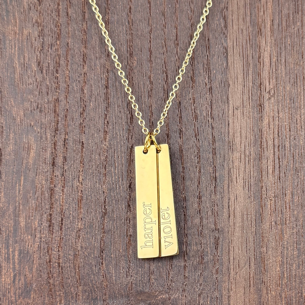 Personalized Engraved Name Vertical Bar Necklace