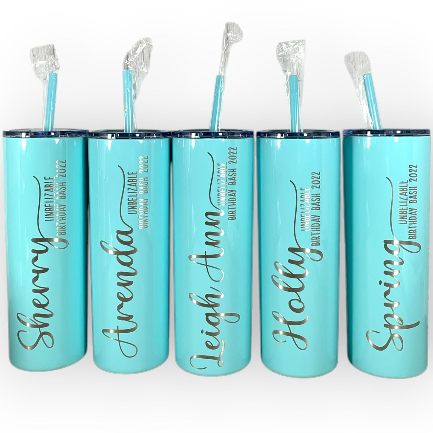 Laser Engraved Personalized 20 oz. Skinny Tumbler-Personalized Tumbler w/ Straw-Girls Trip-Vacation-Trip Tumbler-Teacher Gift-Spring Break