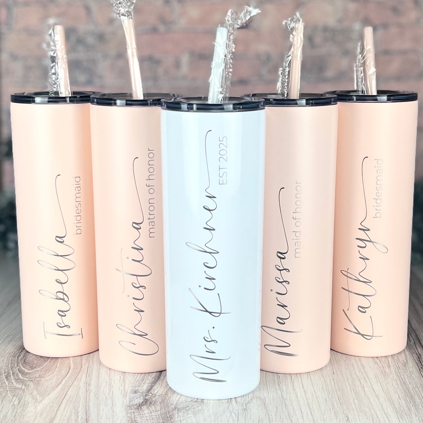 Laser Engraved Personalized 20 oz. Skinny Tumbler-Personalized Tumbler w/ Straw-Girls Trip-Vacation-Trip Tumbler-Teacher Gift-Spring Break