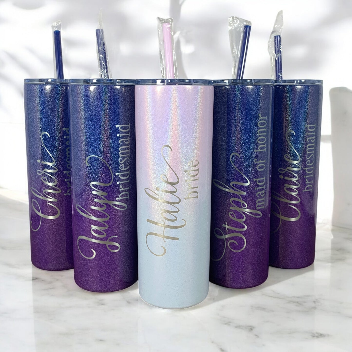 Laser Engraved Personalized 20 oz. Skinny Tumbler-Personalized Tumbler w/ Straw-Girls Trip-Vacation-Trip Tumbler-Teacher Gift-Spring Break