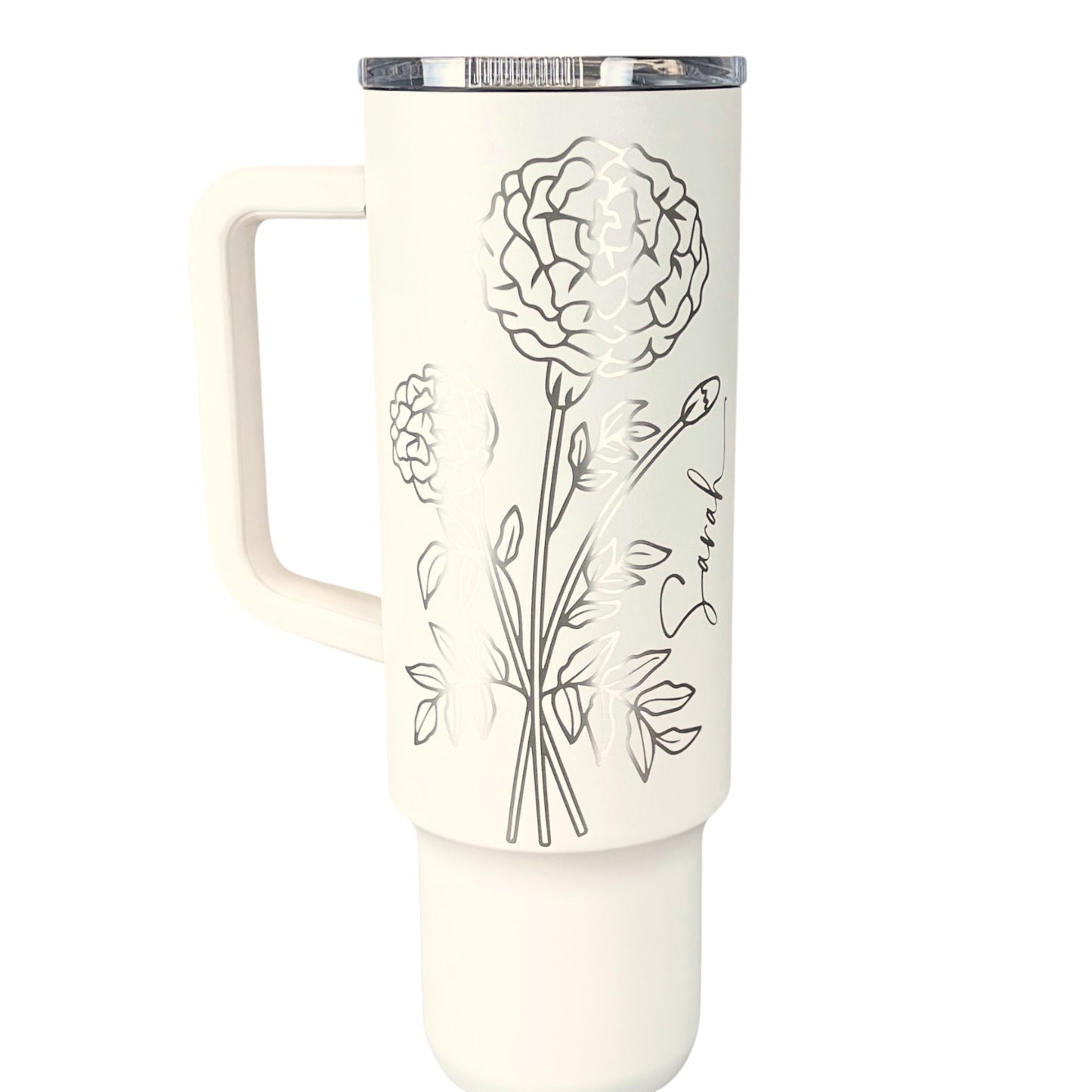 Birth Month Flower Laser Engraved Tumbler-40 oz.-Personalized Tumbler-Mother's Day-Bridesmaid-Birthday Gift