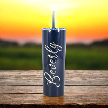 Laser Engraved Personalized 20 oz. Skinny Tumbler-Personalized Tumbler w/ Straw-Girls Trip-Vacation-Trip Tumbler-Teacher Gift-Spring Break