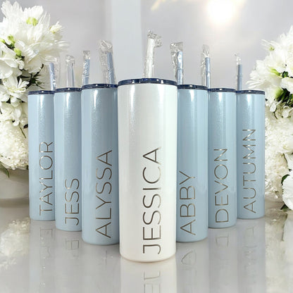 Laser Engraved Personalized 20 oz. Skinny Tumbler-Personalized Tumbler w/ Straw-Girls Trip-Vacation-Trip Tumbler-Teacher Gift-Spring Break