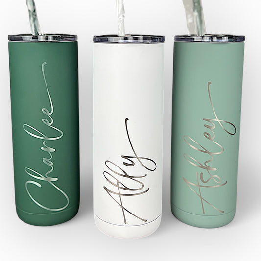 20 oz. Personalized Tumbler-Engraved Tumbler-Personalized Tumbler With Straw-Sliding Lid-Bridesmaid Gift-Girls Trip