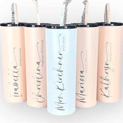 Bridesmaid Tumblers-Wedding Party Gift-20 oz. Laser Engraver Personalized Tumbler