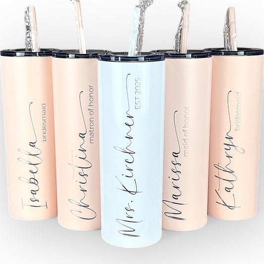 Bridesmaid Tumblers-Wedding Party Gift-20 oz. Laser Engraver Personalized Tumbler