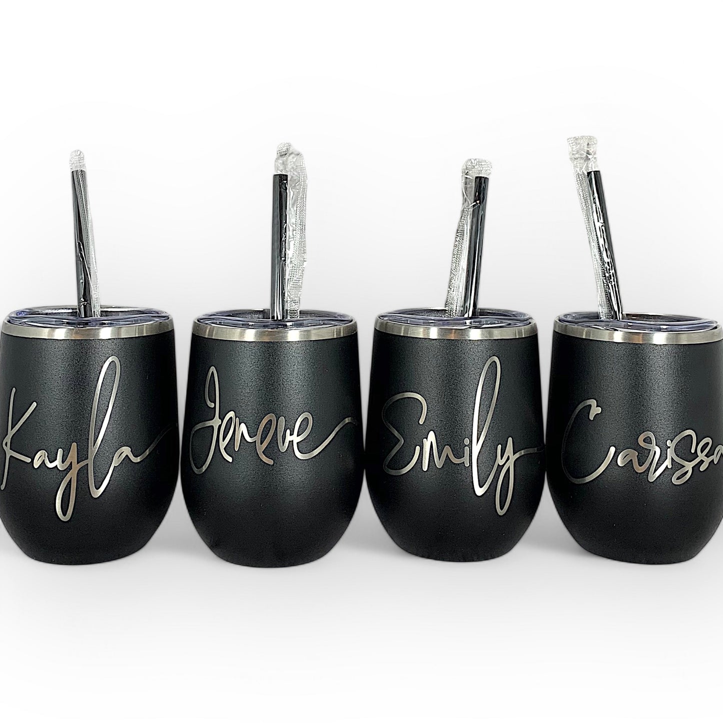 LAST CHANCE-12 oz. Personalized Wine Tumbler with Straw-Laser Engraved Wine Tumbler