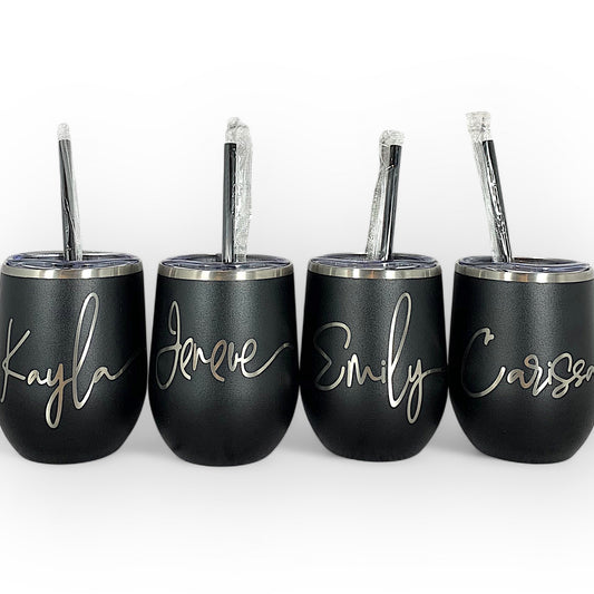 LAST CHANCE-12 oz. Personalized Wine Tumbler with Straw-Laser Engraved Wine Tumbler