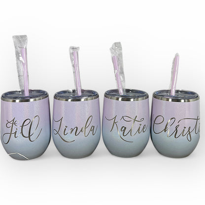 LAST CHANCE-12 oz. Personalized Wine Tumbler with Straw-Laser Engraved Wine Tumbler