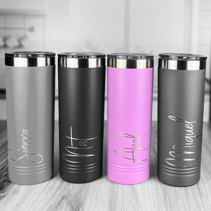 Personalized 22 oz. Insulated Polar Camel Skinny Tumbler-Engraved Tumbler-Personalized Tumbler-Wedding Party-Trip Tumbler