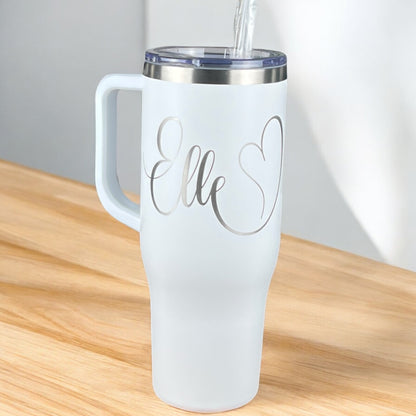 Personalized 40 oz. Charger-Laser Engraved Tumbler-Sliding Lid Tumbler-Bridesmaid Gift-Large Insulated Tumbler